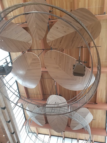 Wooden petal fixtures supplied by MTE wood! MTE wood sourced lumber Collins Recital Hall